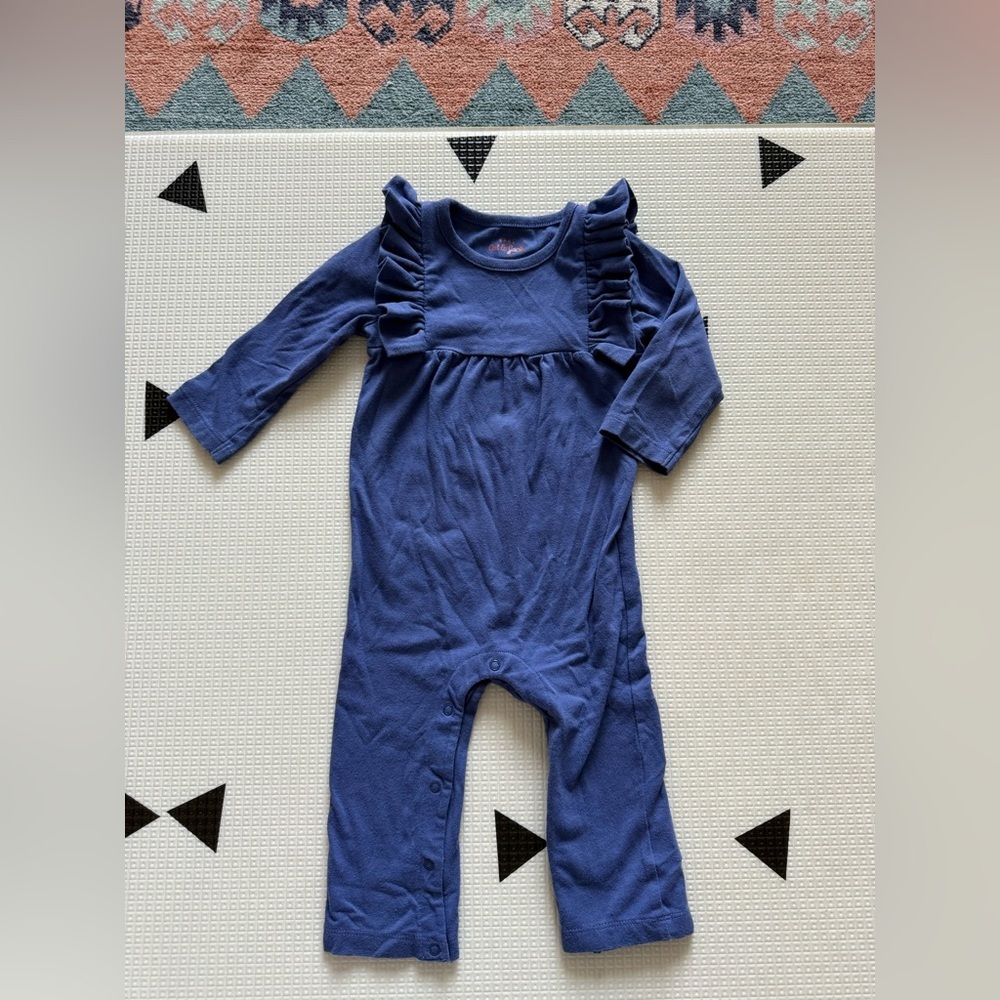 Cat & Jack|Baby girl Blue Ruffled jumpsuit in long sleeve,solid color•••6-9M